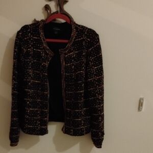 St. John Black and Gold Textured Blazer